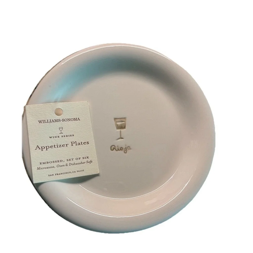 Williams Sonoma Wine Series‎ Appetizer Plates Set of 6 w/ Box Cheese Charcuterie